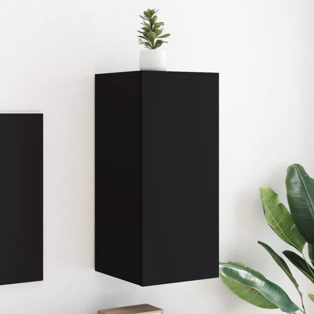 Berkfield Home Modern TV Wall Cabinet with LED Lights in Black, W/D/H: 30.5 x 35 x 70 cm – 2
