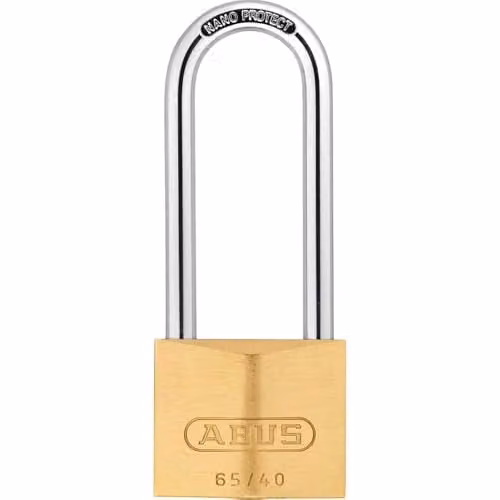 ABUS Brass Padlock with 63mm Long Shackle in Yellow