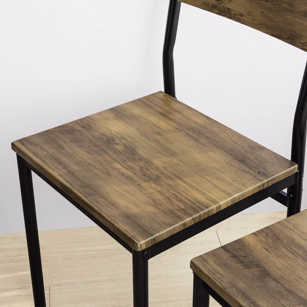 SoBuy Industrial Dining Chair in Brown and Black with Wood and Metal Frame – 6