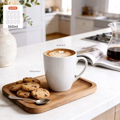 Simpa White Porcelain Classic Mugs, Set of 12 – 2
