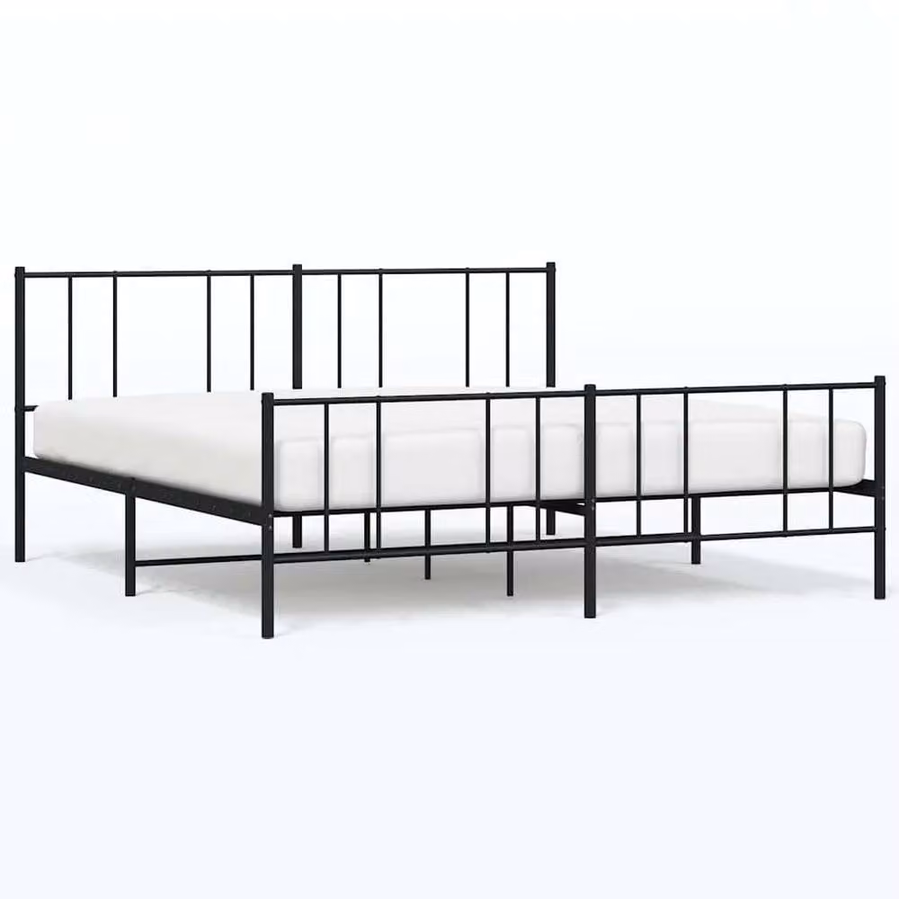 Berkfield Home Metal Bed Frame with Headboard and Footboard in Black, W/D/H: 193 x 198 x 90 cm – 3