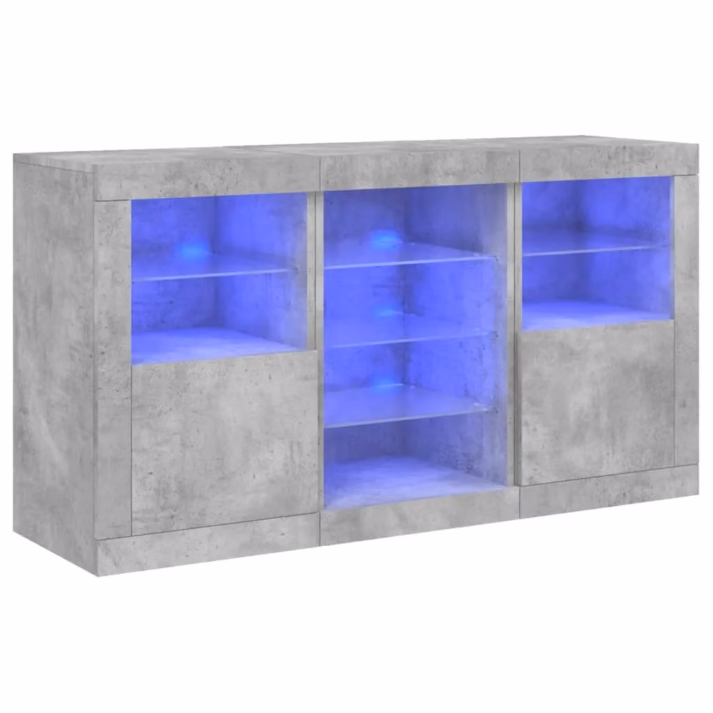 Berkfield Home Modern Sideboard with Integrated LED Lights in Concrete Grey, W/D/H: 123 x 37 x 67 cm – 2