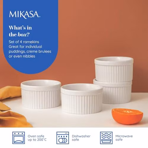 Mikasa White Porcelain Dip Bowl Ramekin Set of 4, Diameter: 9.5 cm – 2