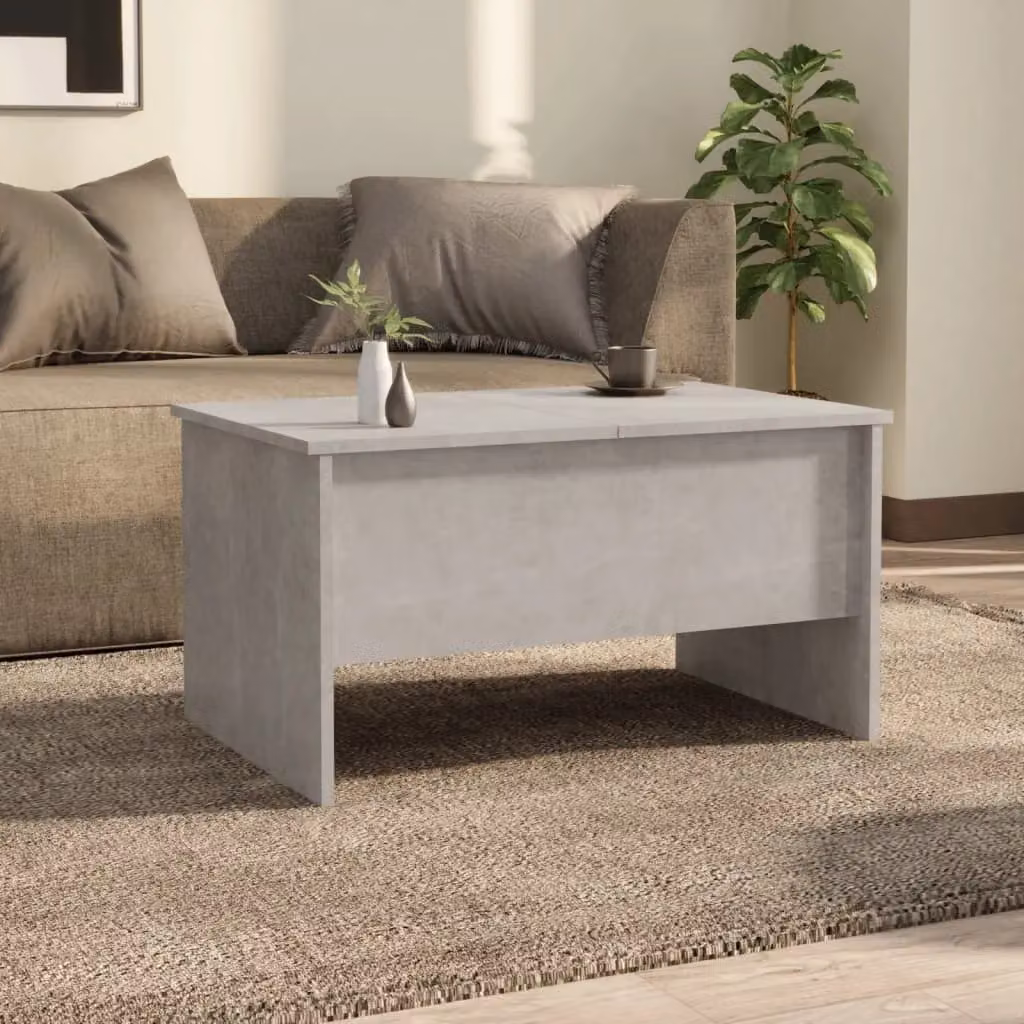 Berkfield Home Modern Rectangular Coffee Table in Grey with Lift Mechanism, W: 80 cm, D: 50 cm, H: 42.5 cm – 2