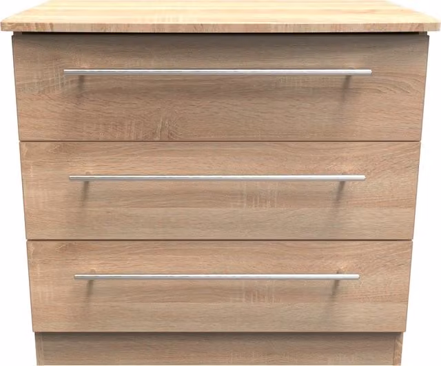 Sherwood Ready Assembled 3 Drawer Chest in Bardolino Oak Brown