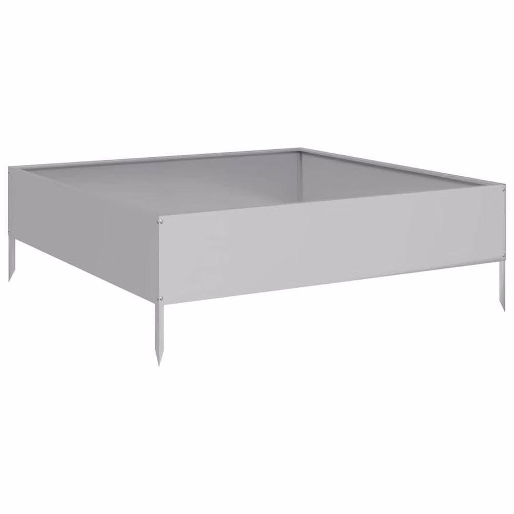 Berkfield Home Garden Raised Bed in Silver Galvanised Steel, W: 100 cm, D: 100 cm, H: 33.5 cm – 3