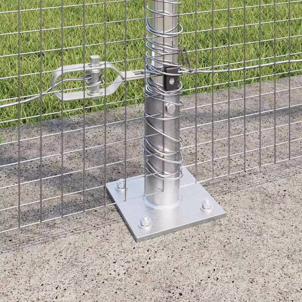 Berkfield Home Set of 2 Round Galvanised Steel Fence Posts in Silver – 2
