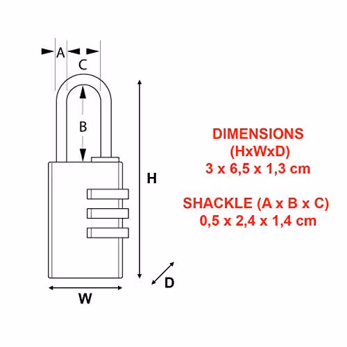 Master Lock Aluminium 3-Digit Combination Padlock in Grey or Silver, W/D/H: 6.5 x 3.0 x 1.3 cm – 2