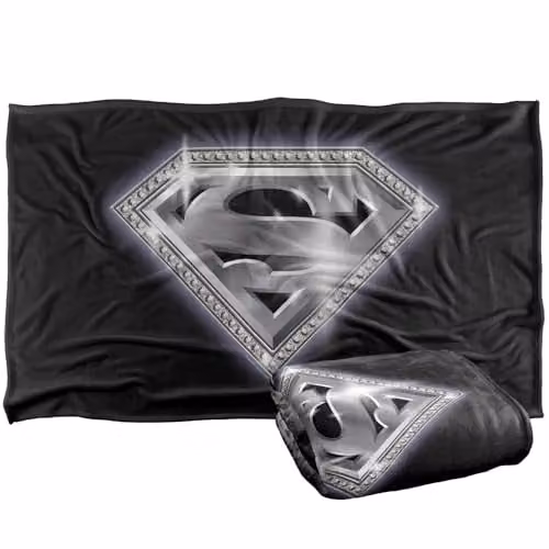 Warner Bros. Superman Bling Shield Super Soft Fleece Throw Blanket, Multicolour, W: 91.44 cm x D: 147 cm – 1