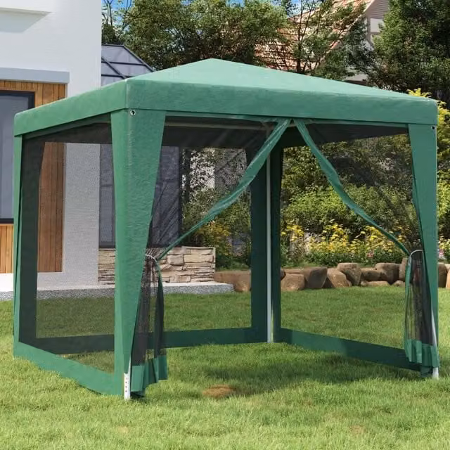 Berkfield Home Party Tent with 4 Mesh Sidewalls, Green, W/D/H: 2.5 x 2.5 x 2.5 m – 1