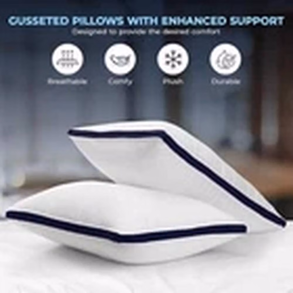 EONLION Pack of 2 Soft Hotel Quality Microfibre Pillows for Neck and Back Support in White – 2
