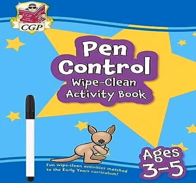 CGP Books Pen Control Wipe-Clean Activity Book for Ages 3-5 in Multicolour