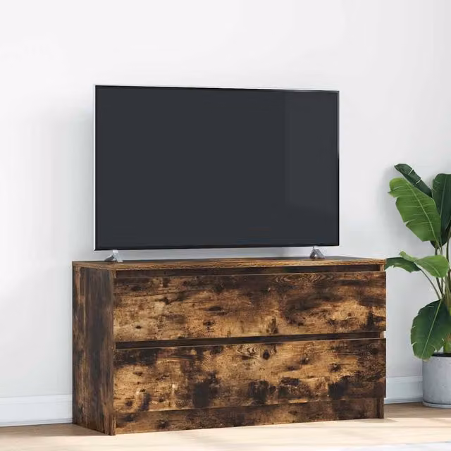 Berkfield Home Smoked Oak TV Cabinet in Brown, W/D/H: 100 x 35 x 54 cm