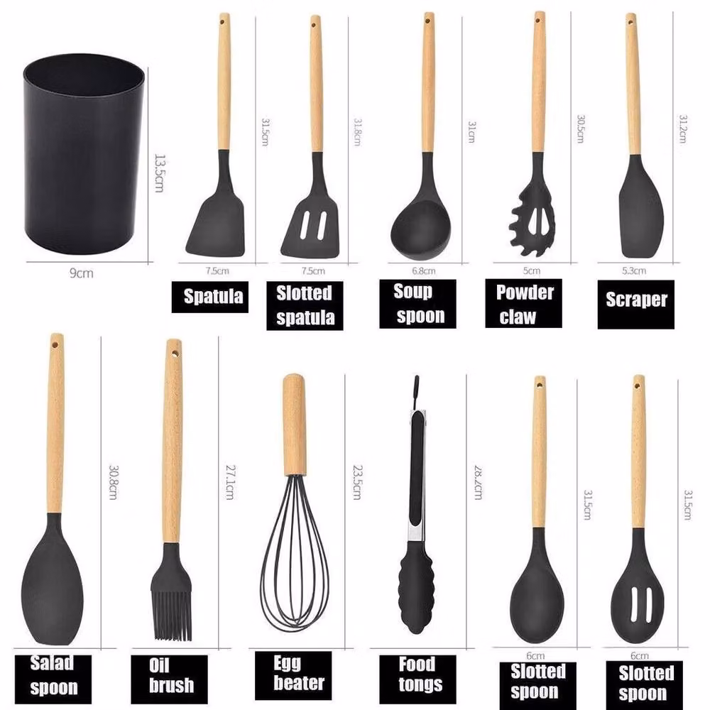 Havendro 17-Piece Silicone and Wood Kitchen Utensil Set in Black – 2