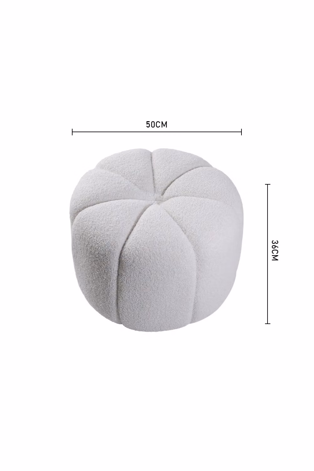 Living and Home Round Teddy Fabric Footstool in White – 3