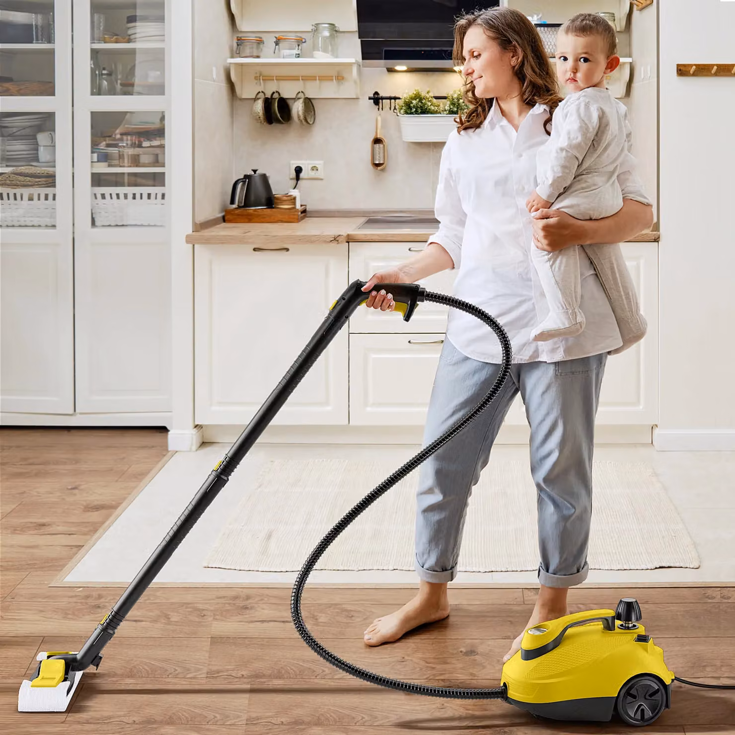 Costway Handheld Steam Cleaner with 1.8L Water Tank, 2000W, Yellow – 3