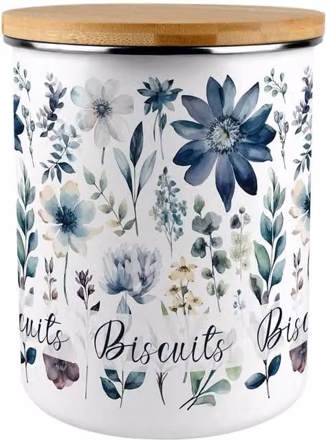 Purely Home Blue Pastel Floral Extra Large Biscuit Tin