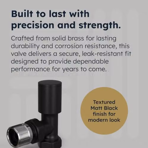 UK Radiators Talus Bold Angled Thermostatic Radiator Valve 1/2" x 15mm in Matt Black – 3