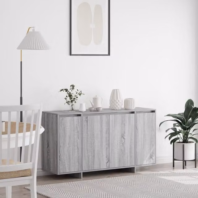 Berkfield Home Grey Sonoma Sideboard in Engineered Wood, W: 135 cm, D: 41 cm, H: 75 cm – 1