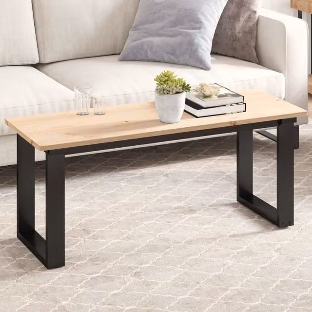 Berkfield Home Rectangular Solid Wood Pine Table Top, Brown, W: 110 cm, D: 40 cm, H: 1.7 cm – 1