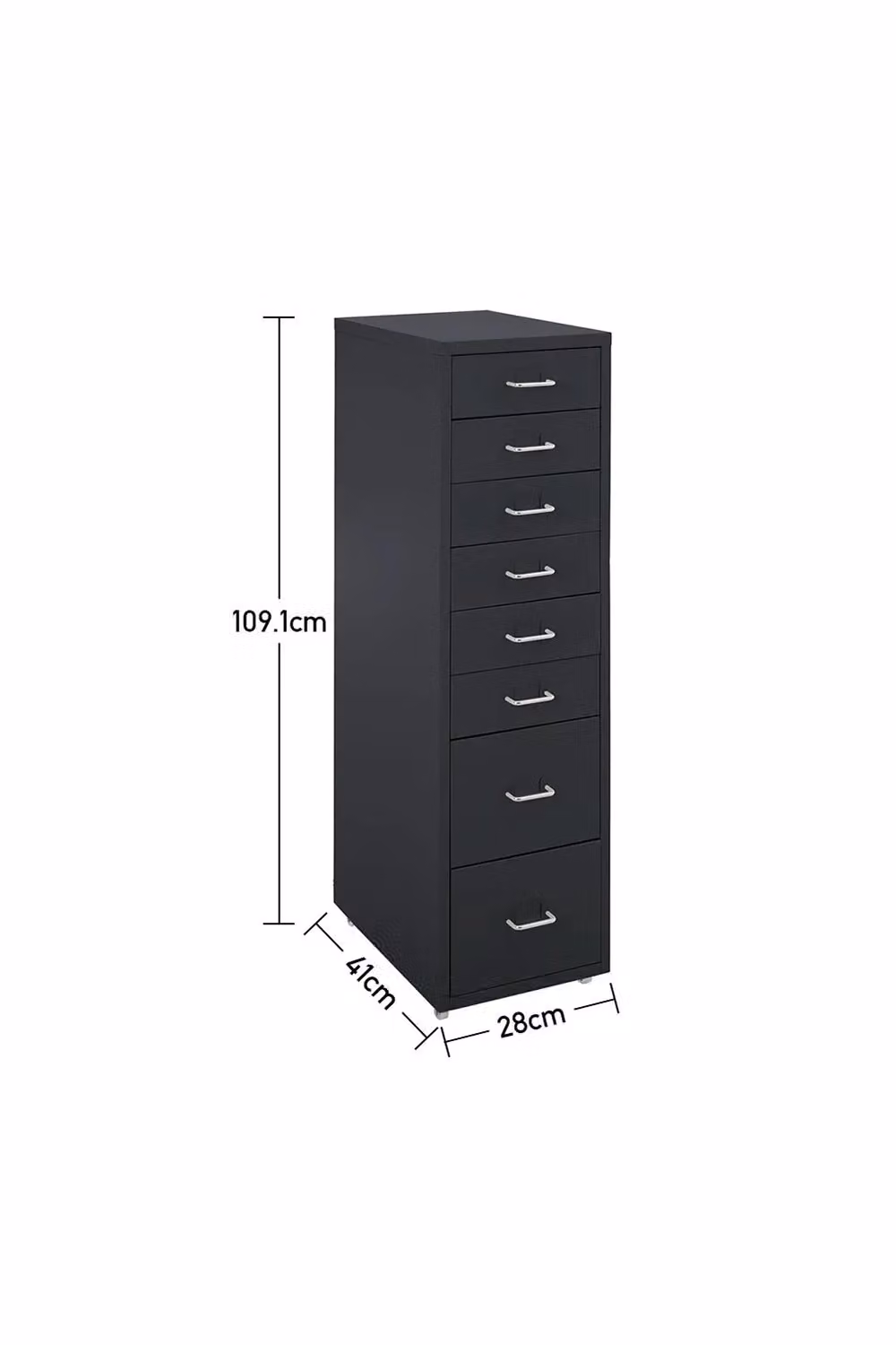 Living and Home 8 Drawer Vertical Metal File Cabinet with Wheels in Black – 3