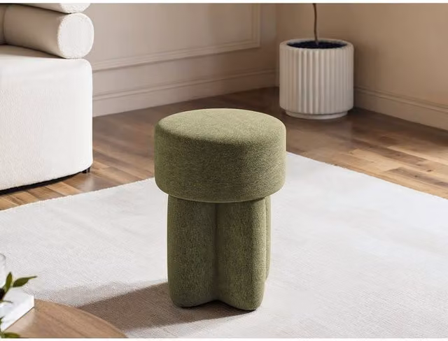 Solace+Co Astrid Fabric Pouffe in Green – 1