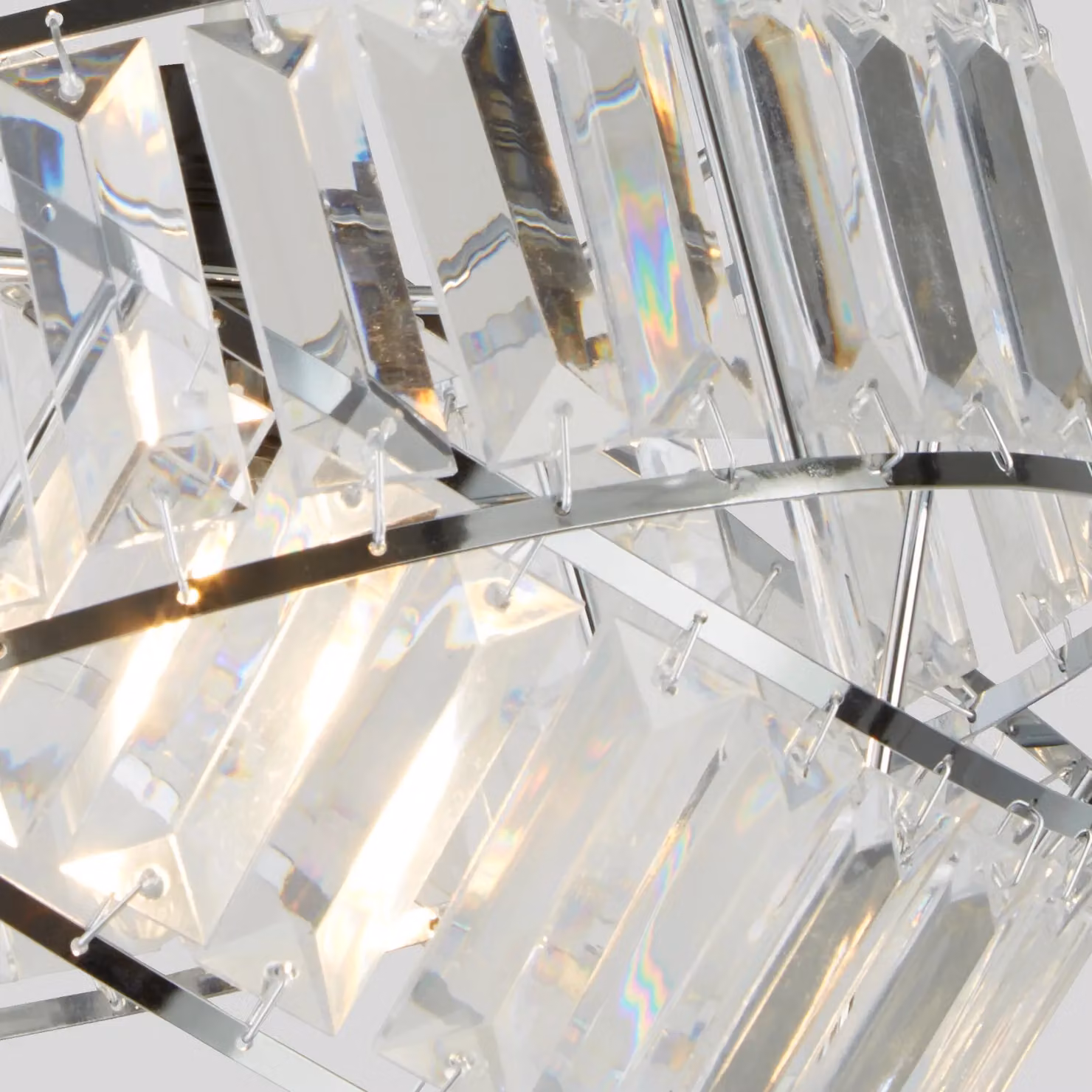 Lighting Collection Modern 2 Ring Chrome and Transparent Acrylic Easy Fit Lampshade – 3