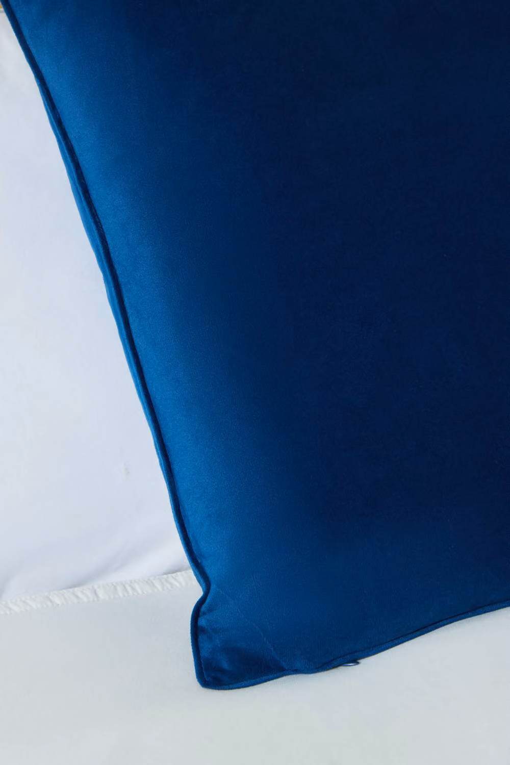 BHS Small Square Velour Piped Cushion in Blue, W: 43 cm x D: 43 cm x H: 1 cm – 2