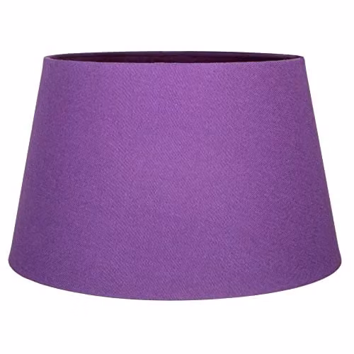 Happy Homewares Traditional Purple Linen Fabric Drum Lampshade for Table or Pendant Lights, Diameter: 30 cm