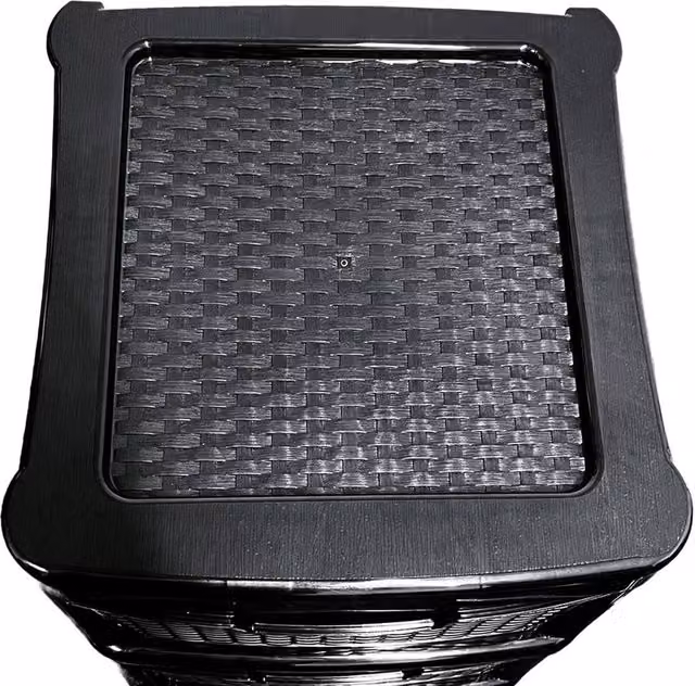 FLAVORA Large 2 Drawer Rattan Style Plastic Storage Unit in Black, W: 50 cm, D: 50 cm, H: 50 cm – 1