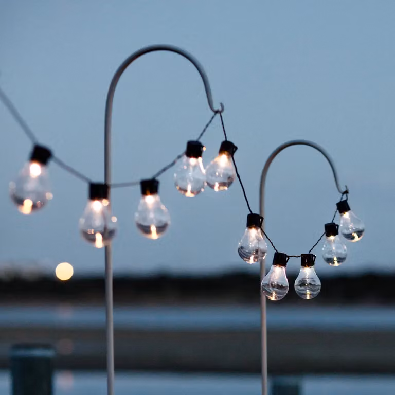Lights4fun 10 Warm White LED Solar Drop Festoon Lights with Glass Bulbs