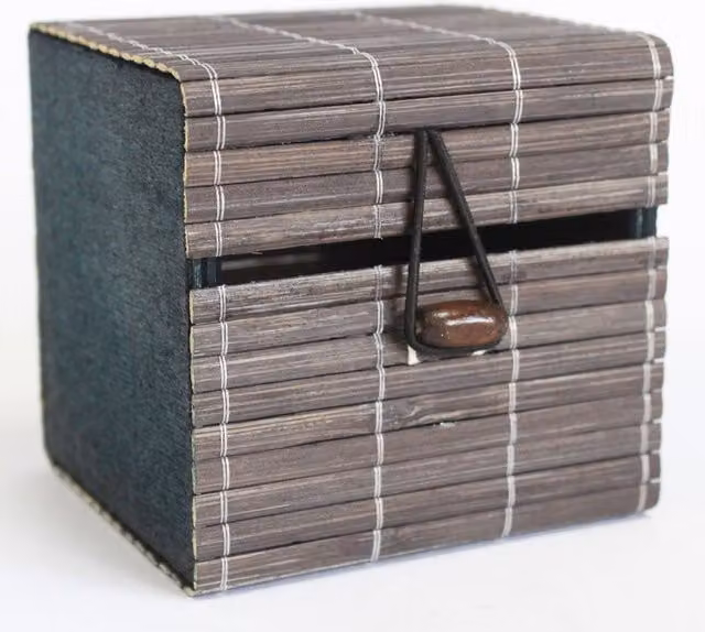 KDMK Handcrafted Open Weave Bamboo Candle Gift Box in Grey