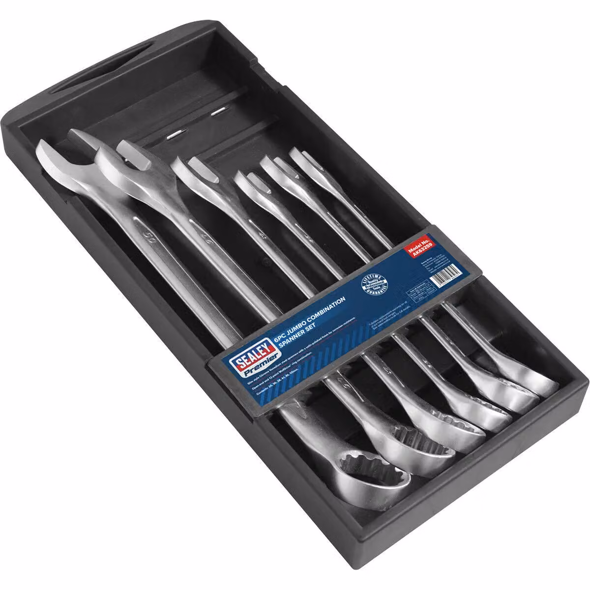 Loops 6-Piece Extra Large Combination Spanner Set, 34mm to 50mm, 12-Point WallDrive, Chrome Vanadium Steel, Silver and Multicolour – 2