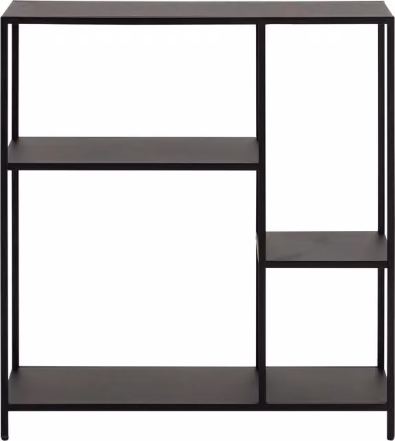 Furniture To Go Newcastle Asymmetrical 3-Shelf Metal Bookcase in Matt Black