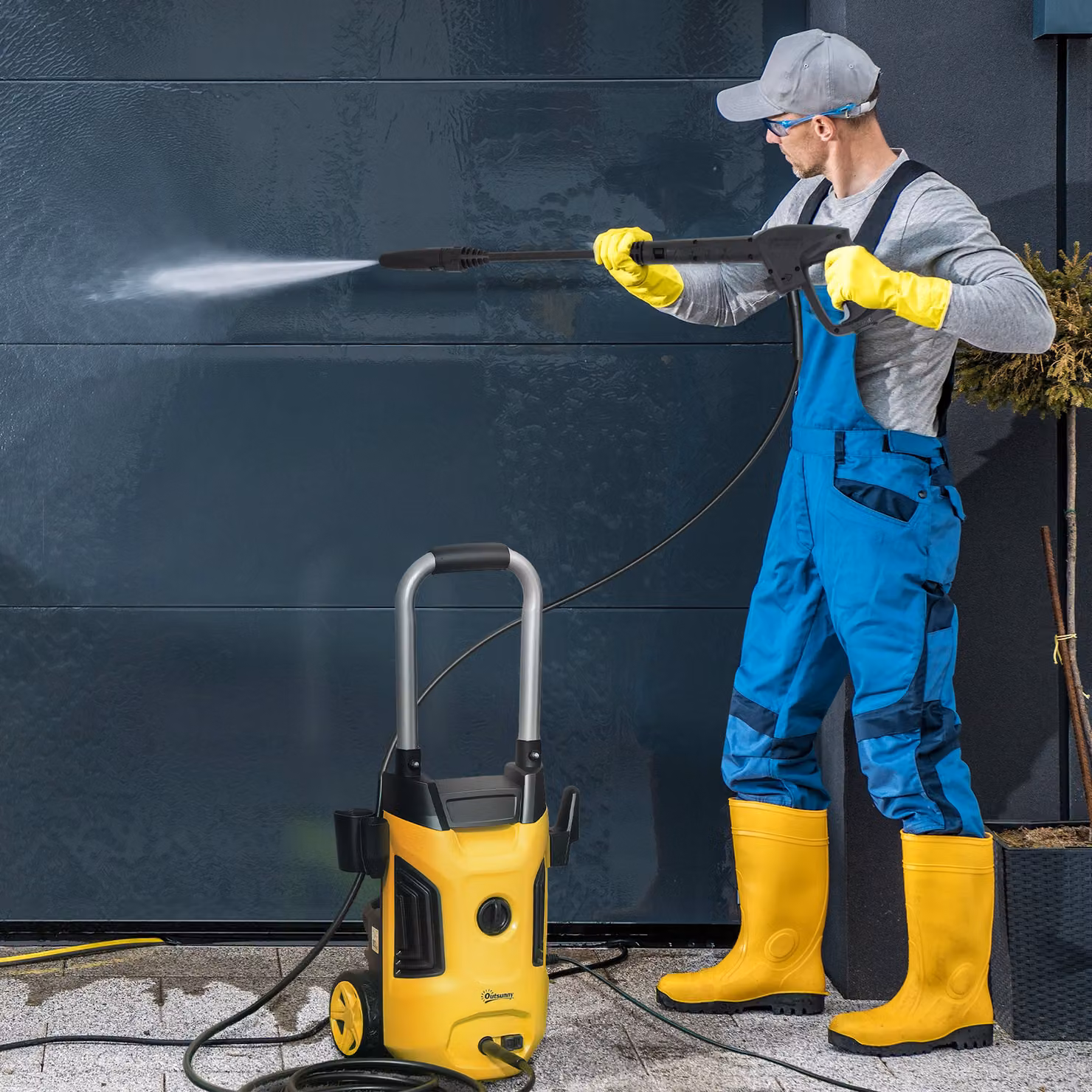Outsunny 1800W High Pressure Washer, 150 Bar, 420 L/h Flow, Portable Electric Power Washer with Adjustable Nozzle and 6M Hose, Yellow – 2