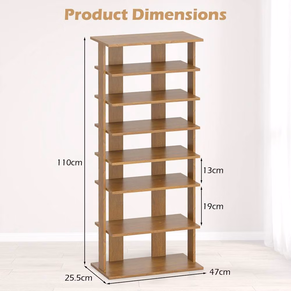 Costway 7-Tier Wooden Shoe Rack and Storage Organiser in Natural – 2
