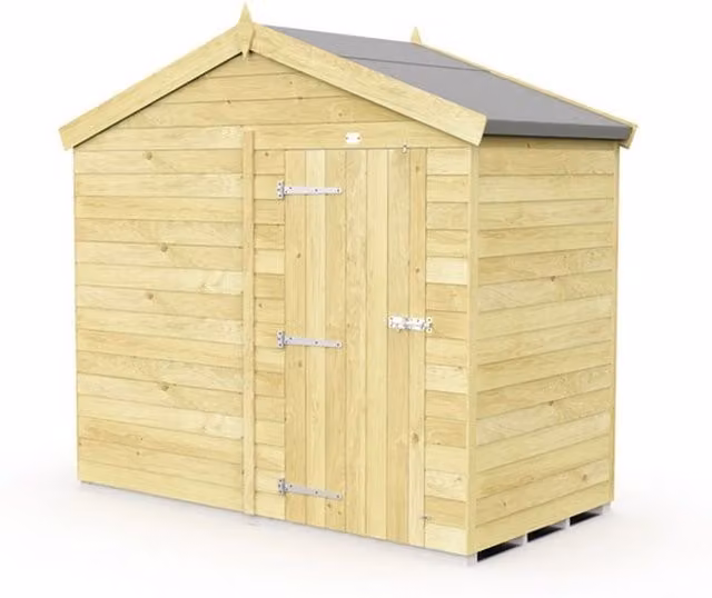 Buttercup Farm Apex Wood Garden Shed with Single Door in Brown, L231 x W127 x H217 cm