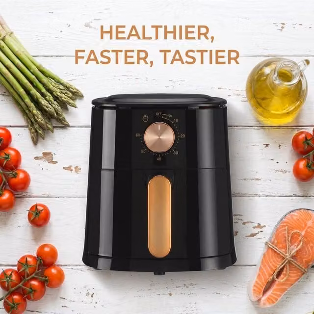 PAWNORA 5.5L Family Size Rapid Oil Free Air Fryer in Black