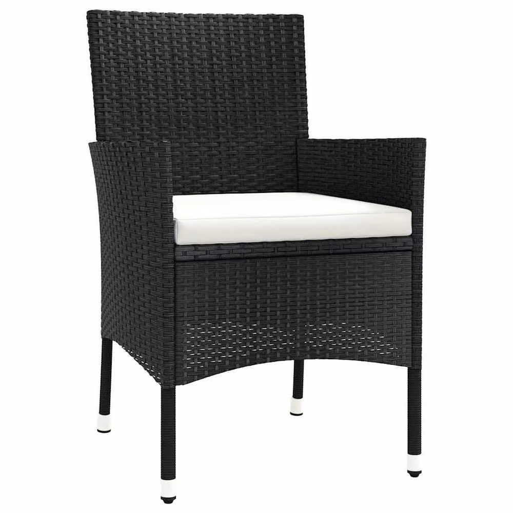Berkfield Home Beautiful 3 Piece Garden Bistro Set with Cushions in Black Poly Rattan – 4