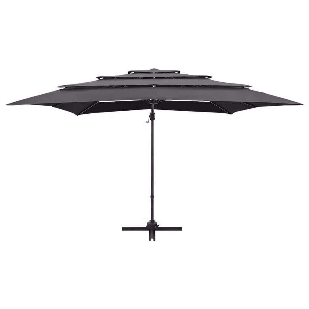 Berkfield Home 4-Tier Parasol with Aluminium Pole and Polyester Canopy, Anthracite, W: 250 cm, D: 250 cm, H: 246 cm – 3