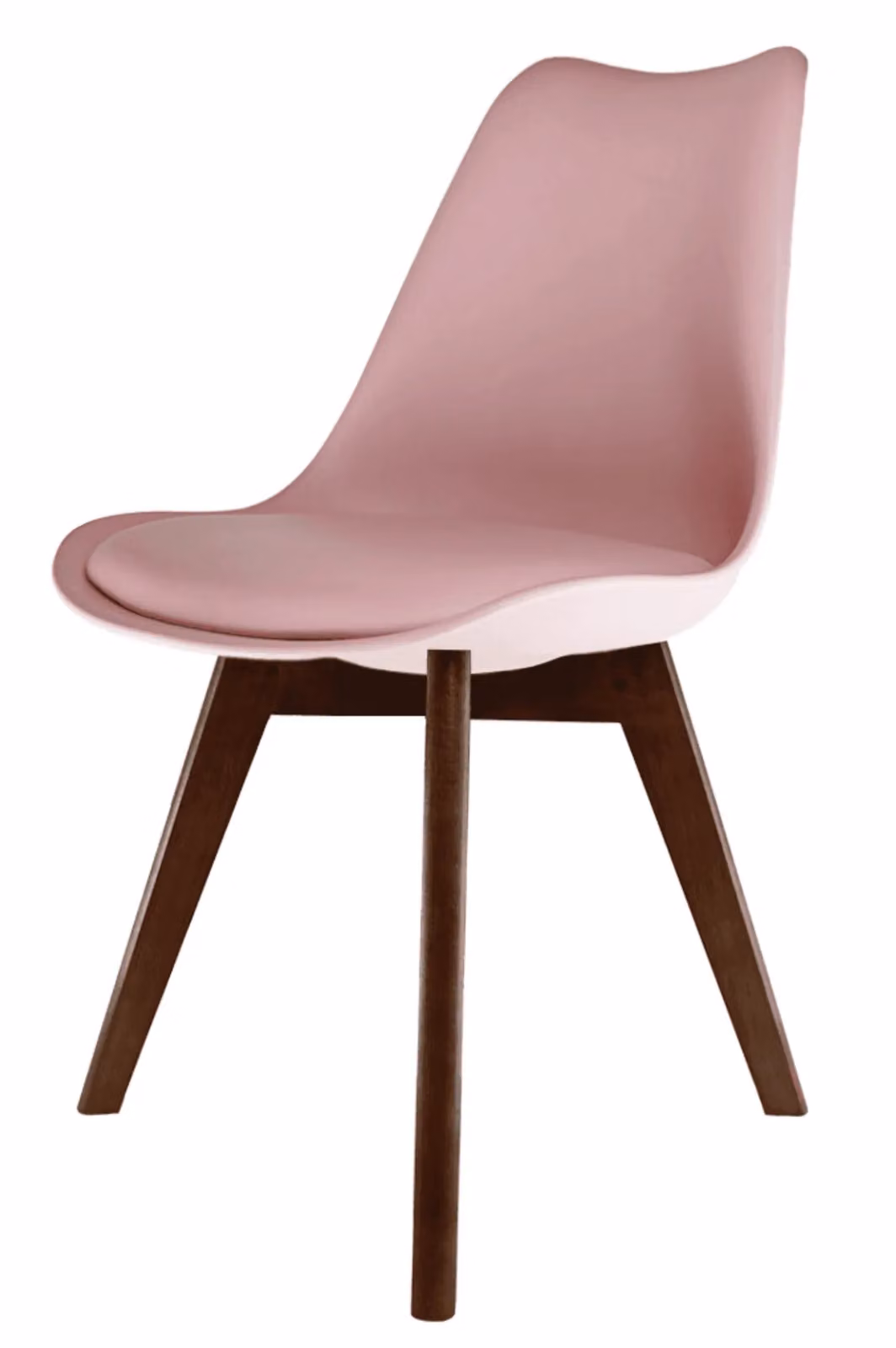 Fusion Living Soho Plastic Dining Chair with Dark Wood Legs in Pink – 2