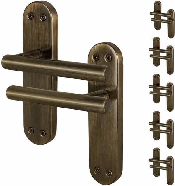 AFIT T-Bar Internal Latch Backplate Handles in Antique Brass and Bronze, 6 Pairs, W: 15.0 cm x H: 15.0 cm – 1