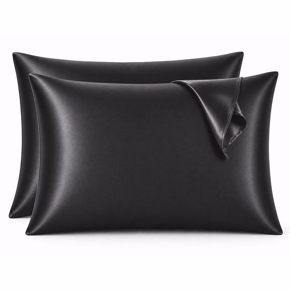 Pamposh Pack of 2 Ultra Soft Mako Satin Silk Pillow Cases in Midnight Blue – 3