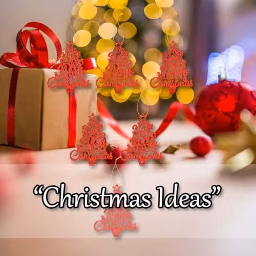 VFM e-Store Red Glitter Hanging Christmas Tree Ornaments, Pack of 6, W/D/H: 19.6 x 10.9 x 1.5 cm – 5