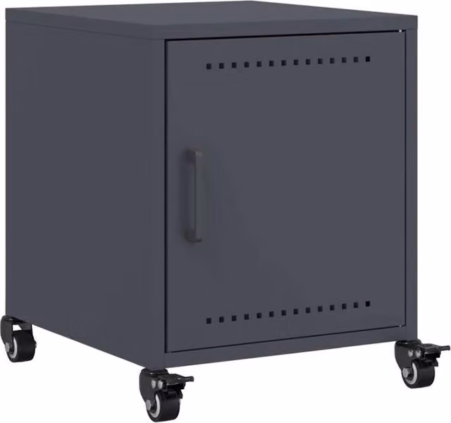 Berkfield Home Anthracite Metal Bedside Cabinet, W/D/H: 36 x 39 x 43.5 cm