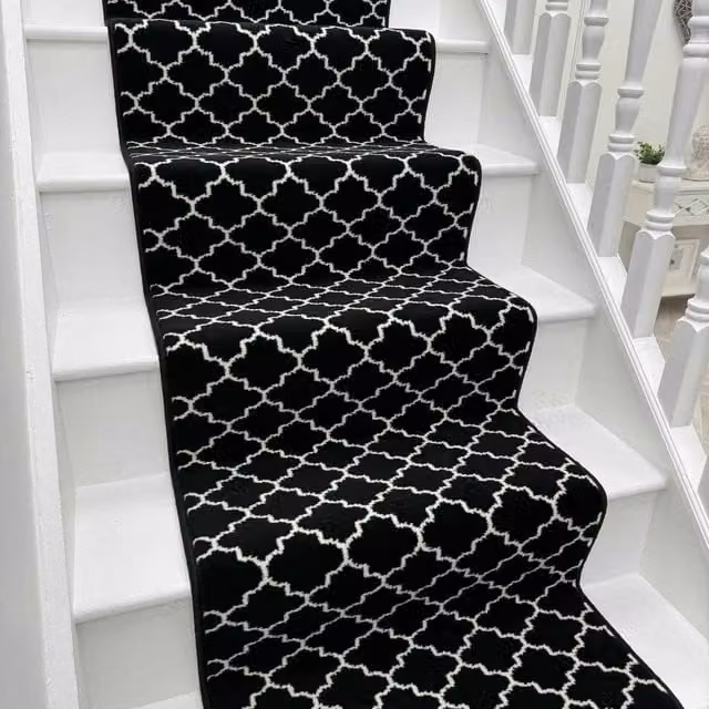 runrug Avanti Stair Runner Carpet in Black, W: 70 cm x L: 720 cm