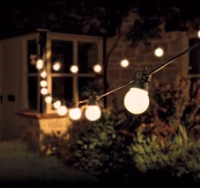 Marco Paul Connectable LED Party Festoon String Lights, Warm White, Black, 14.5m