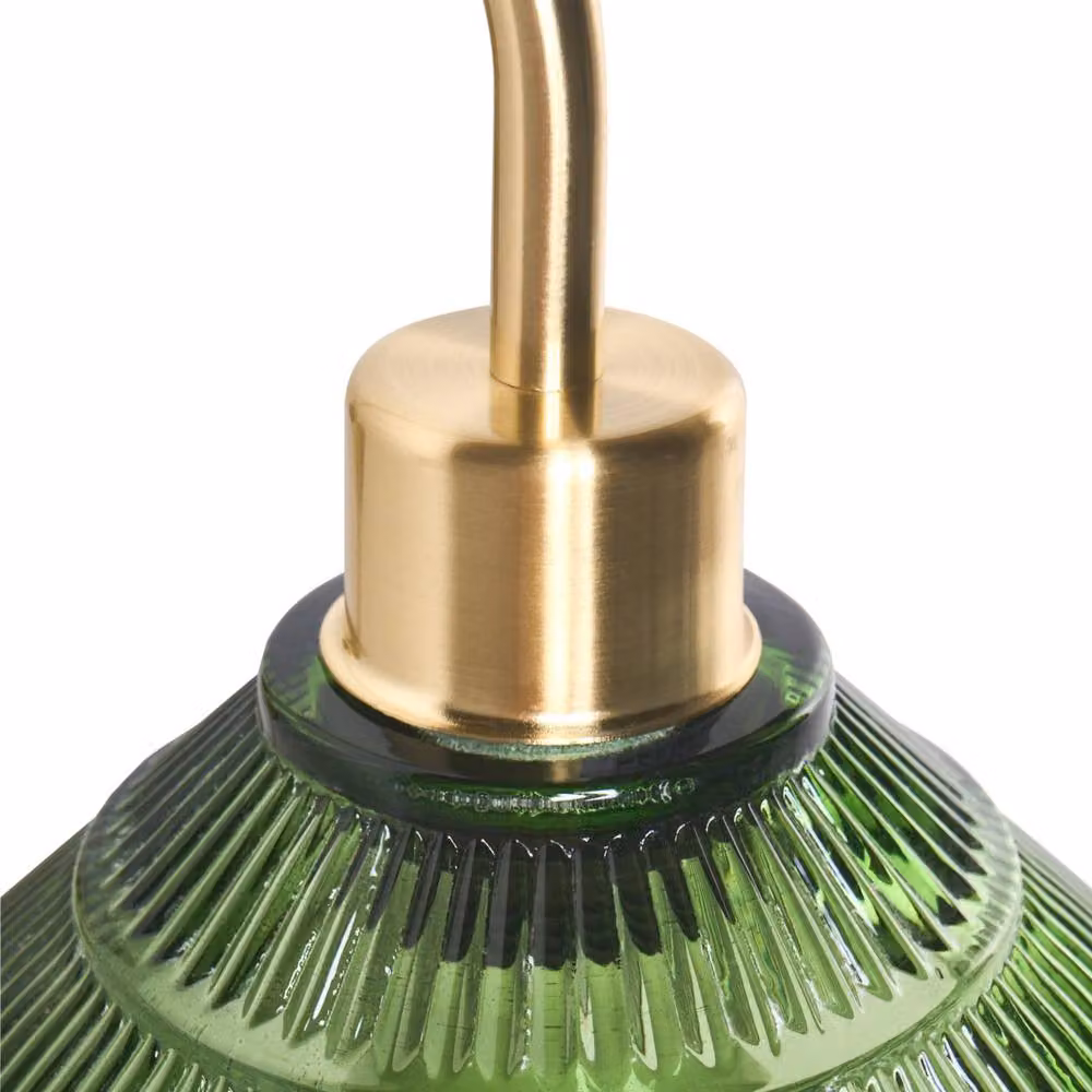Wyld and Coco Set of 2 Vintage Wall Lamps with Gold Metal Bases and Green Glass Shades – 3