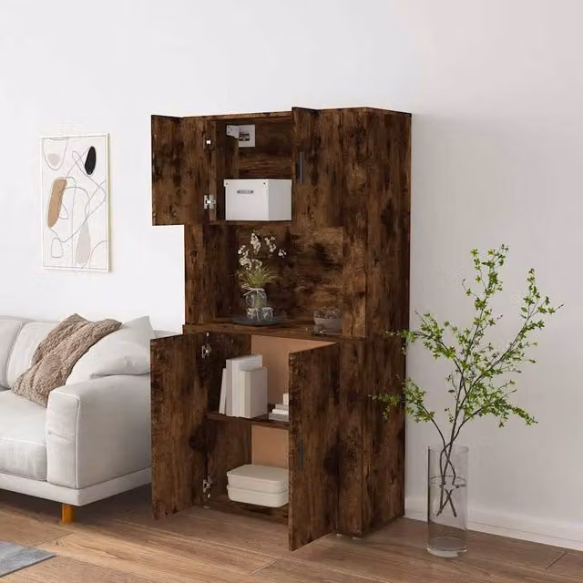 Berkfield Home Modern Smoked Oak Highboard in Brown, W/D/H: 80 x 33 x 33 cm – 1