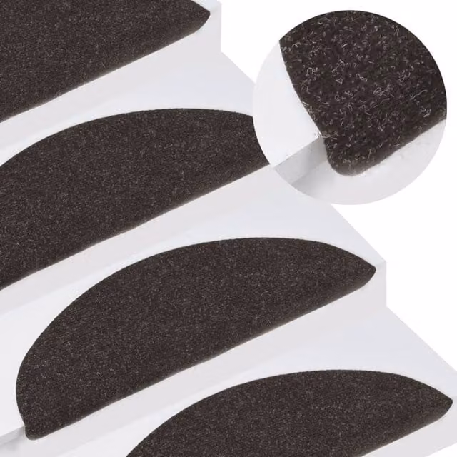 Berkfield Home Self-adhesive Stair Mats, 10 Pack, Black, W: 56 cm, D: 30 cm, H: 3 cm